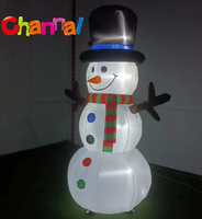 Bonhomme de neige gonflable classique avec chapeau haut-de-forme, bras gonflables, écharpe rayée et lumière LED pour décoration de jardin de Noël