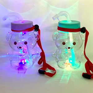 Jass Life Luminous <b>Bear</b> Color-Changing LED Light Plastic Sippy Cup 300-400ml Eco-Friendly Cute Gift for Children Japandi Style - Product Image 1