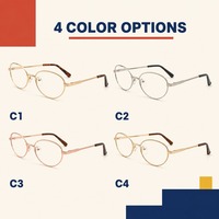Monture optique métallique ronde, monture de lunettes en gros, branches en acétate, fil fin poli, 4 couleurs, en vrac