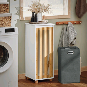 Gabinete de lavandería de <span class=keywords><strong>baño</strong></span> Eco Go White <span class=keywords><strong>con</strong></span> <span class=keywords><strong>cesta</strong></span>, cesto de lavandería inclinable, Unidad de gabinete de almacenamiento de <span class=keywords><strong>baño</strong></span> <span class=keywords><strong>con</strong></span> estante - Product Image 3