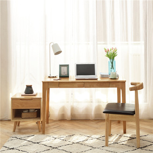 Weihang Nordic Solid Wood Desk Rubber Wood Study Desk With <b>Drawer</b> Home <b>Office</b> Bedroom Student Writing Desk - Product Image 2