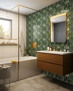 Foshan JBN 현대 2024 새로운 트렌드 디자인 285x304 마름모 유리 모자이크 밝은 표면 부엌 욕실 벽 장식