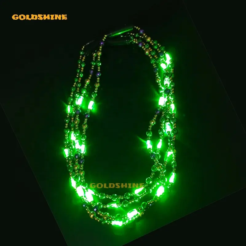 Collana di perline lampeggianti LED Light up Mardi Gras Beads collana LED Party New Years Switch Happy New Year Headband GS 3 pz * ag13