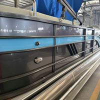 Bateau de pêche en ponton en aluminium de 25 pieds avec moteur, style sportif, pour une utilisation en extérieur, capacité de 10 à 15 personnes