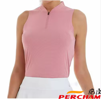 Camisetas sin mangas de tenis de secado rápido con media cremallera, camisetas cómodas de Golf que absorben el sudor, camisetas de Polo sin mangas para mujer