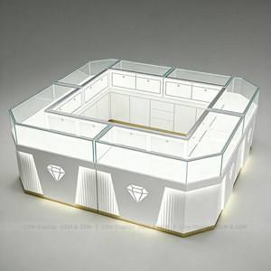 Espositore per <span class=keywords><strong>Gioielli</strong></span> <span class=keywords><strong>di</strong></span> Lusso Moderno Bianco, Isola Vetrina in Vetro Temperato per Negozi <span class=keywords><strong>di</strong></span> <span class=keywords><strong>Gioielli</strong></span> e Boutique - Product Image 5