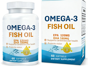 น้ำมันปลาโอเมก้า-<span class=keywords><strong>3</strong></span> สำหรับผู้ใหญ่ แบบซอฟต์เจล 60 แคปซูล ขายส่ง |   อาหารเสริมบำรุงสุขภาพหัวใจและกระดูก EPA120 มก. DHA180 มก. - Product Image 1