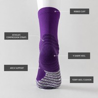 Nouveau modèle de chaussettes de basketball professionnelles tricotées, fourniture OEM, semelle en tissu éponge de qualité supérieure, rayées à la cheville, antidérapantes, épaisses, pour jeunes et adultes, automne