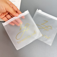 Pochette à bijoux miniature personnalisée, sac d'emballage en plastique PVC avec fermeture éclair, logo doré, petit sac à fermeture éclair pour bijoux