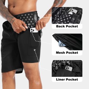 Trajes de baño personalizados para hombre, shorts de compresión de 9 pulgadas de secado rápido con bolsillos para playa y piscina - Product Image 2