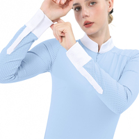 Chemise d'équitation à fermeture éclair invisible RTS, manches longues, séchage rapide, extensible dans quatre directions, pour femmes.