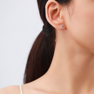 Boucles d'oreilles personnalisables en cuivre, symbole créatif, en argent sterling S925, zircone taille ronde, symbole de pourcentage, pour femmes - Product Image 5
