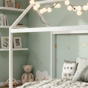 Muebles de Dormitorio Modernos para Niños Pequeños, Cama <span class=keywords><strong>Montessori</strong></span> de Madera <span class=keywords><strong>Blanca</strong></span> y Gris, Cama Infantil Tipo Casa - Product Image 5