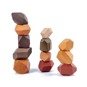 12 pezzi di grandi dimensioni in pietra di faggio Montessori blocco educativo giocattolo per bambini impilamento gioco di bilanciamento pietra in legno giocattolo regali - Product Image 5