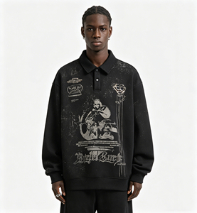 Sweat-shirt polo <span class=keywords><strong>à</strong></span> manches longues avec logo personnalisé : Pull décontracté unisexe <span class=keywords><strong>à</strong></span> col demi-zip, uniforme <span class=keywords><strong>de</strong></span> <span class=keywords><strong>travail</strong></span> d'entreprise, hauts <span class=keywords><strong>de</strong></span> groupe Sehe Fashion - Product Image 3
