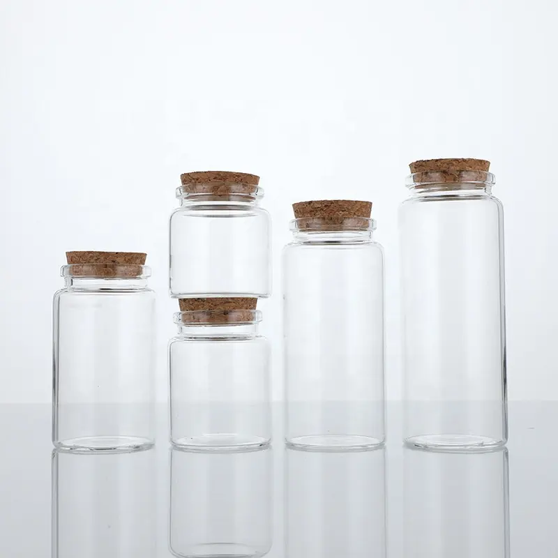 Frasco de vidrio con tapón de corcho, botella vacía de vidrio, 50ml, 60ml, 90ml, 100ml, 140ml, 240ml, 260ml