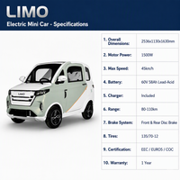 Voiture électrique mini compacte, directement de l'usine, autonomie 80-110 km, moteur 1500W, certifiée CEE, pour la mobilité urbaine et les trajets en ville