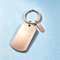 Porte-clés double étiquette en acier inoxydable sablé Ywyougang, breloque barre petite forme plaque militaire vierge pour gravure laser DIY, cadeau