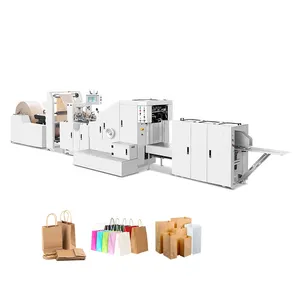 Bakery Food Flat Bottom Shopping Bag Biodegradable Fully Automatic Kraft Paper Bag Making Machine Factory New Bag Machinery 2022