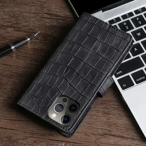 2024 nuevo soporte para teléfono funda de teléfono de cuero de Color puro 15 <span class=keywords><strong>Pro</strong></span> Max <span class=keywords><strong>14</strong></span> 13 12 11 Plus textura de piel de cocodrilo para Samsung S24 Plus S23 - Product Image 1