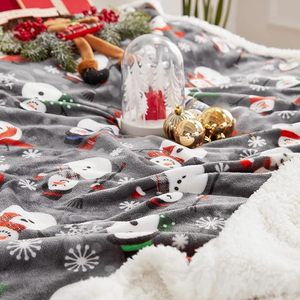 Christmas Sherpa <strong>Throw</strong> Blanket Grey Snowman Cozy Fleece Holiday Blanket Fuzzy Fluffy Soft Plush Winter Blanket - Product Image 4
