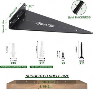 WEKIS ชุดอุปกรณ์ยึดชั้นวางแบบสามเหลี่ยมรุ่นใหม่ S2006 รับน้ำหนักได้ 75 ปอนด์ สำหรับชั้นวางแบบลอยตัวในครัวและห้องน้ำ - Product Image 3