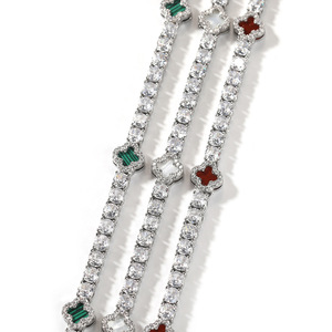 Ensemble Bijoux <span class=keywords><strong>Femme</strong></span> Plaqué Or Strass Bling <span class=keywords><strong>Collier</strong></span> Bracelet Tennis Chaîne Diamant CZ Trèfle Hip Hop Iced Out <span class=keywords><strong>Collier</strong></span> Trèfle Noir - Product Image 6