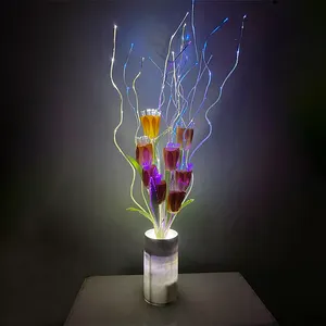 Lampu bunga Tulip simulasi lampu bunga luar ruangan lampu untuk dekorasi dalam ruangan pesta taman lampu bunga LED dengan colokan Eropa