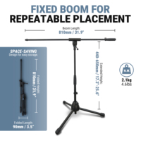 Soporte de Micrófono Profesional Ajustable de Brazo Corto y Fijo Accuracy Pro Audio MS140-SA para Colocación de Micrófono en Posición Baja