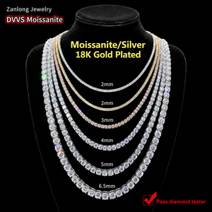 Collana da Tennis in Moissanite da 2.0MM-6.5MM 925 <span class=keywords><strong>argento</strong></span> con placcatura in oro 18K con catena da Tennis personalizzata per gioielli Hip Hop - Product Image 1