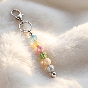 Rose Gold Metal Beaded Keychain Colorful Stone Bead Design Spring Hook Keyring Fashion Daily Bag <b>Key</b> Accessory For Women - Product Image 5
