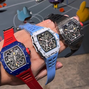 นาฬิกาข้อมือผู้ชาย Hip-hop RM Style Tonneau 3503 Skeleton ตัวเรือนคาร์บอนไฟเบอร์ หน้าปัดเรืองแสง สายยาง - Product Image 5
