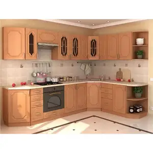 Armoire de cuisine en bois massif prêt à monter à prix de gros Armoires de cuisine au design moderne
