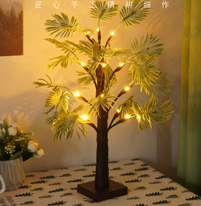 Árbol Artificial Estilo <span class=keywords><strong>Playa</strong></span>, Lámpara <span class=keywords><strong>de</strong></span> Mesa LED Desmontable con Hojas <span class=keywords><strong>de</strong></span> Plátano, Decoración Navideña, <span class=keywords><strong>Luz</strong></span> Nocturna para Fiestas - Product Image 1