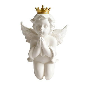 Estatua de querubín para <span class=keywords><strong>rezar</strong></span> arrodillada de país francés Vintage, resina, Navidad, interior, exterior, hogar, jardín, decoración, Ángel, corona de oro - Product Image 1