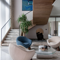Escalier droit en quartz sur mesure avec marches en verre trempé pour maisons modernes de luxe