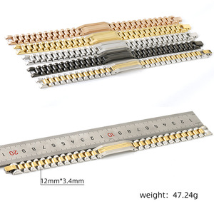 Stainless Steel Watch Band 18k Gold Rose Gold Silver Black Men's Bracelet Durable Stackable Jewelry Accessory - Product Image 3