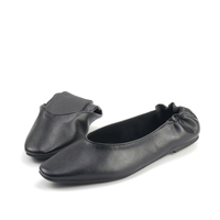 Femmes sans lacet classique en cuir PU ballerine pantoufles chaussures habillées décontractées pliable Portable voyage Ballet plat chaussures de marche