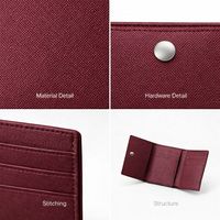 Dompet Kartu Pendek Kulit Asli Lipat Tiga dengan Kantong Koin dan Kancing, Label Pribadi dari Supplier Cina, Bahan Poliester untuk Wanita, Cocok untuk Penggunaan Sehari-hari
