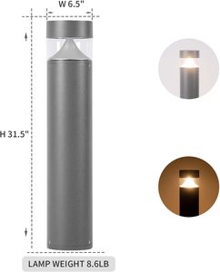 32 IP65 620lm Pathway đường lái xe đèn 3000K Led chiếu sáng cảnh quan không thấm nước <span class=keywords><strong>120V</strong></span> lớn bollard đèn cho sân vườn - Product Image 3