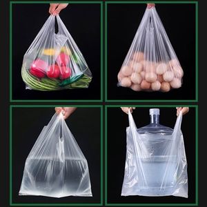Sacs de rangement alimentaire en plastique transparent jetables blancs, sacs fourre-tout pratiques pour emporter - Product Image 1