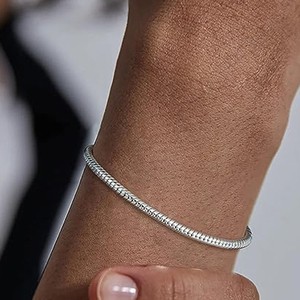 CANNER Wholesale Hip Hop 18K Gold Plated S925 <b>Sterling</b> <b>Silver</b> Bracelet Jewelry Simple Snake <b>Chain</b> Bracelet for Women <b>Men</b> - Product Image 3