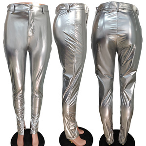 Automne couleur unie fond fendu dames Leggings <span class=keywords><strong>en</strong></span> <span class=keywords><strong>cuir</strong></span> <span class=keywords><strong>femme</strong></span> vêtements d'hiver Streetwear <span class=keywords><strong>cuir</strong></span> PU femmes <span class=keywords><strong>pantalons</strong></span> <span class=keywords><strong>pantalons</strong></span> - Product Image 5