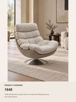 Fauteuil pivotant moderne rembourré avec coque aspect cuir pour salon ou coin lecture