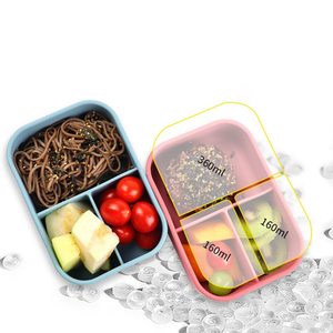 กล่องข้าวซิลิโคนปลอดสาร BPA เป็นมิตรกับสิ่งแวดล้อม ขนาด 700 มล. ใช้ซ้ำได้ อุ่นในไมโครเวฟได้ ปิดสนิท 3 ช่อง ป้องกันการรั่วซึม - Product Image 2