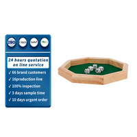 Plateau à dés octogonal en bois massif, doublé de feutre vert poli, pour jeux de table