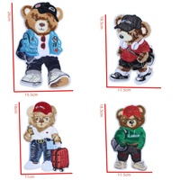 Patch en tissu brodé motif ours de dessin animé, pour serviette, sweat-shirt à manches courtes, sac décoratif, personnalisable