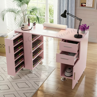 Nouvelle table de manucure rose et blanche, simple, économique, pour salon de beauté, avec plusieurs tiroirs, mobilier de salon