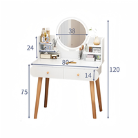 Ensemble de coiffeuse moderne, miroir tactile LED, plusieurs tiroirs, montage facile, bureau de maquillage pour chambre à coucher