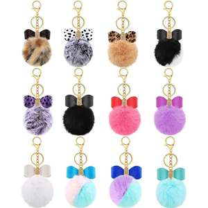 Porte-clés Pom Bow Ball avec strass, pompons, pour femmes, filles, accessoires de sac, cadeau - Product Image 3